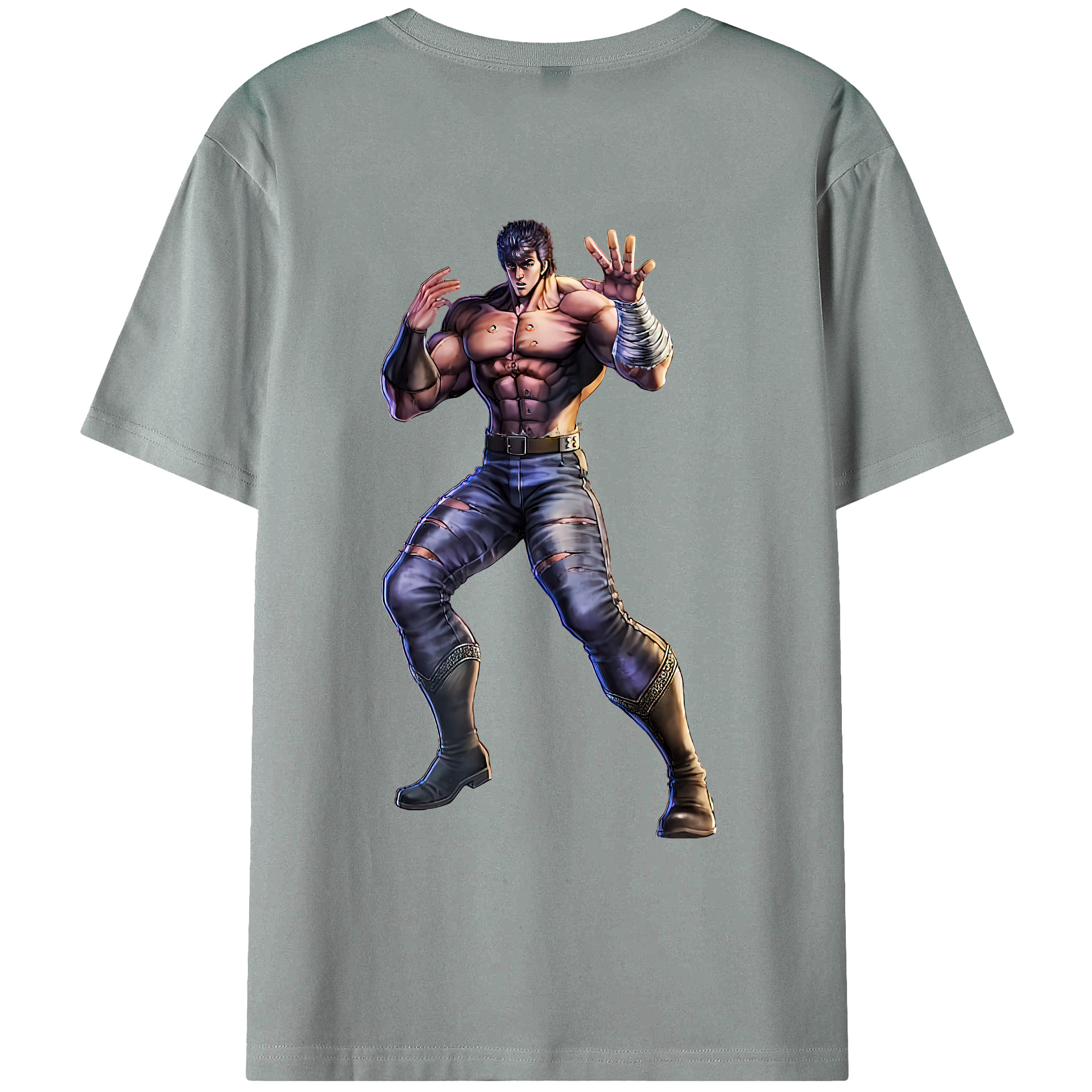 （画像用） 北斗の拳 Fist of the North Star 綿100％ メンズ半袖Tシャツ（バックプリント） 通気性